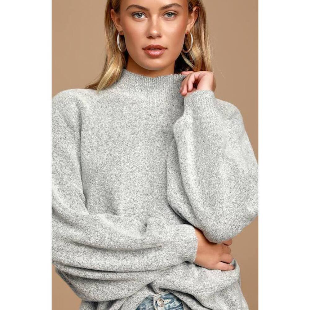 Lulus Cozy Perfection Grey Dolman Sleeve Sweater Top - Size M
